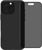 BlueBuilt Backcover iPhone 16 Pro Schwarz + Panzerglas mit Blickschutzfilter BlueBuilt Hülle für iPhone