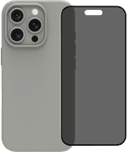 BlueBuilt Backcover iPhone 16 Pro Grau + Panzerglas mit Blickschutzfilter BlueBuilt Hülle für iPhone