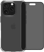 BlueBuilt Protective Backcover iPhone 16 Pro Transparent + Blickschutz Panzerglas BlueBuilt Hülle für iPhone