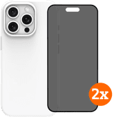 BlueBuilt Backcover iPhone 16 Pro Weiß + Panzerglas mit Blickschutzfilter Doppelpack BlueBuilt Hülle für iPhone