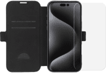 BlueBuilt Apple iPhone 16 Pro Max Book Case Leder Schwarz + Panzerglas Apple iPhone 16 Pro Max Hülle