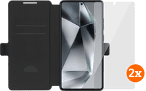 BlueBuilt Samsung Galaxy S25 Ultra Book Case Black + Screen Protector Glass Duo Pack Book case