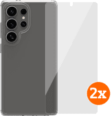 BlueBuilt Protective Cover Samsung Galaxy S25 Ultra Transparent + Displayschutz Doppelpack Ruggedized Hülle