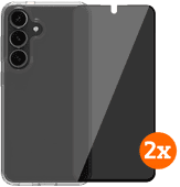 BlueBuilt Protective Cover Samsung Galaxy S25 Transparent + Privacy Protector Doppelpack Ruggedized Hülle