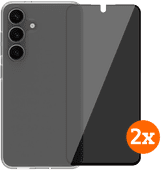 BlueBuilt Backcover Samsung Galaxy S25 Transparent + Displayschutz mit Blickschutzfilter Doppelpack BlueBuilt Handyhülle