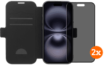 BlueBuilt Apple iPhone 17 Book Case Leather Black + Privacy Filter Screen Protector Duo Pack Apple iPhone 17 case