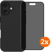 BlueBuilt Protective Backcover iPhone 17 Schwarz + Displayschutz mit Blickschutzfilter Doppelpack BlueBuilt Hülle für iPhone