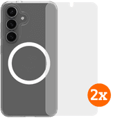 BlueBuilt Protective Backcover Magnet Galaxy S25 Transparent + Displayschutz Doppelpack Ruggedized Hülle
