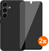 BlueBuilt Samsung Galaxy S25 Backcover Schwarz + Displayschutz mit Blickschutzfilter Doppelpack BlueBuilt Handyhülle