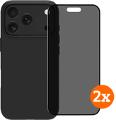 BlueBuilt Backcover iPhone 17 Pro Schwarz + Displayschutz mit Blickschutzfilter Doppelpack BlueBuilt Hülle für iPhone