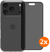 BlueBuilt Backcover iPhone 17 Pro Transparent + Displayschutz mit Blickschutzfilter Doppelpack BlueBuilt Hülle für iPhone