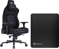 Vortech Prestige Gaming-Stuhl Schwarz + Vortech Bodenschutzmatte Schwarz Vortech Gaming-Stuhl