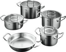 Fissler Original-Profi Collection Topf- und Pfannenset mit Glasdeckeln 5-teilig + Servierpfanne 24 cm Einweihungsfeier-Geschenk