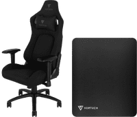 Vortech Pro Gaming-Stuhl Schwarz + Bodenschutzmatte Vortech Gaming-Stuhl
