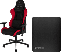Vortech Essential Gaming-Stuhl Rot + Vortech Bodenschutzmatte Schwarz Vortech Essential