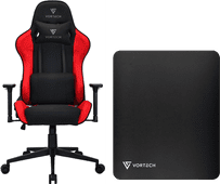 Vortech Essential Gaming-Stuhl Rot + Vortech Bodenschutzmatte Schwarz Vortech Essential