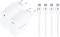 BlueBuilt 100W GaN USB-C Charger White + USB-C cable 240W 2m Nylon White Duo Pack BlueBuilt laptop charger