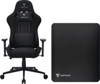 Vortech Essential Gaming-Stuhl Schwarz + Vortech Bodenschutzmatte Schwarz Vortech Essential