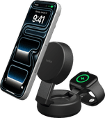 Belkin UltraCharge Pro 2-in-1 MagSafe Kabelloses Ladegerät mit Ständer Qi2 25 W Schwarz Apple Watch Qi-Ladegerät