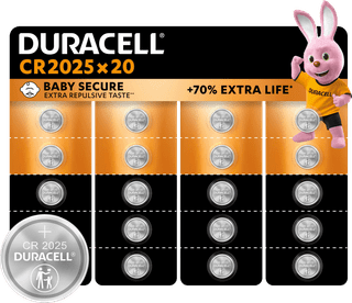 Duracell Specialty CR2025 lithium button cell batteries 3V 20 pieces