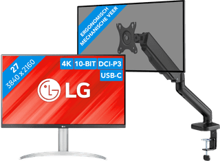 LG 27UP850K-W.AEU + BlueBuilt Monitorhalterung Gasfeder für 1 Monitor