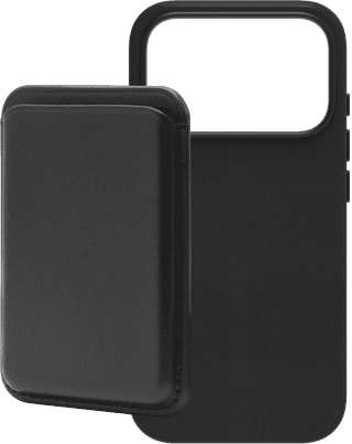 BlueBuilt MagSafe Hülle iPhone 18 Pro Leder Schwarz + Kartenhalter Leder Schwarz