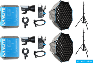 Nanlite FC-120B LED Bi-Color Spot Light Dual Kit (with light stand and softbox)