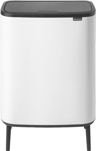 Brabantia Bo Touch Bin Hi Trash Can 60L with Plastic Inner Bucket - White