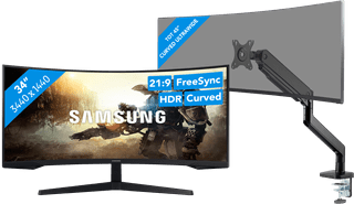Samsung Odyssey G5 LC34G55TWWPXEN Curved + BlueBuilt Monitorhalterung für 1 Ultrawide-Monitor