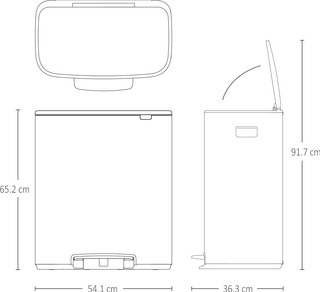 Brabantia Bo Pedal Bin 2 x 30 Liter Platinum