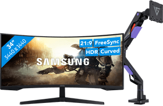 Samsung Odyssey G5 LC34G55TWWPXEN Curved + Vortech Monitorhalterung mit Gasfeder
