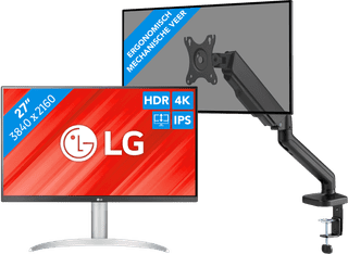 LG 27UP83AK-W + BlueBuilt Monitorhalterung Gasfeder für 1 Monitor