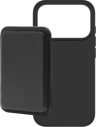 BlueBuilt MagSafe Hülle iPhone 18 Pro Schwarz + Kartenhalter Leder Schwarz