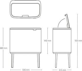 Brabantia Bo Touch Bin Mülleimer 3 x 11 Liter Soft Beige
