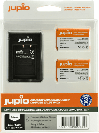 Jupio Kit: Battery NP-BX1 (2x) + USB Double-Sided Charger