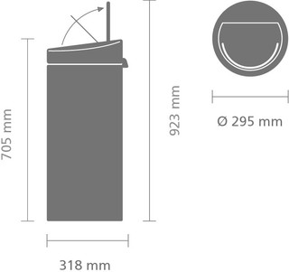 Brabantia Touch Bin Mülleimer 30 Liter Soft Grey