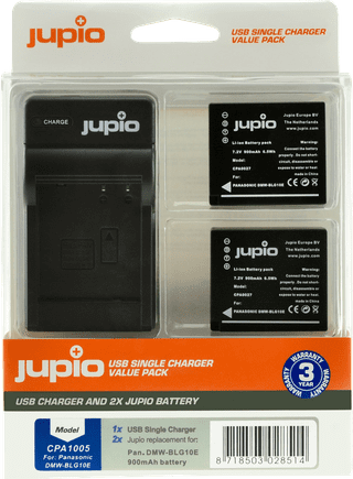 Jupio Kit: 2x Battery DMW-BLG10E + USB Single Charger