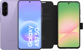 Samsung Galaxy A57 128GB Lila 5G + BlueBuilt Book Case Schwarz