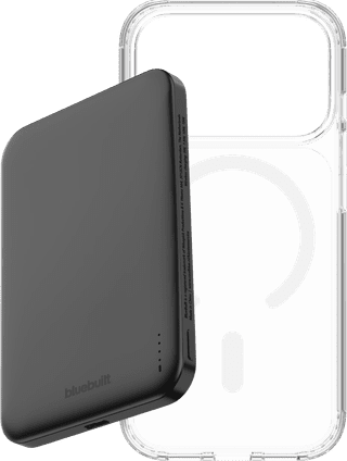BlueBuilt MagSafe Hülle iPhone 18 Pro Transparent + Powerbank 5.000 mAh Grau