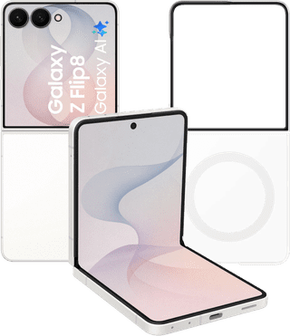 Samsung Galaxy Z Flip 8 256GB White 5G + Samsung Back Cover with Magnet Transparent