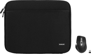BlueBuilt Laptophülle Breite 32 cm 13 - 14 Zoll Schwarz + Maximus Maus