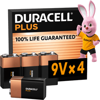 Duracell Plus 9V batteries 4 pieces