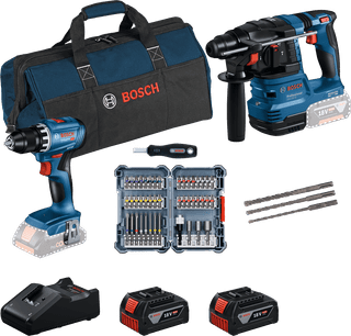 Bosch Professional GBH 18V-22 + GSR 18V-45 Kombiset + Zubehör