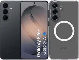 Samsung Galaxy S26 Plus 512GB Black 5G + BlueBuilt Back Cover with Magnet Transparent