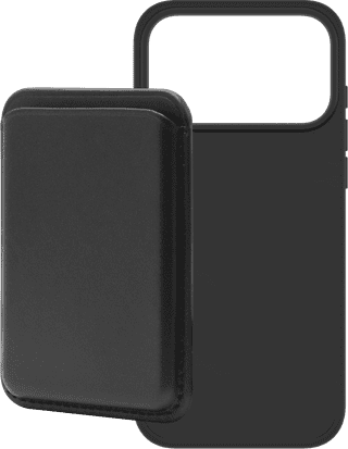 BlueBuilt MagSafe Hülle iPhone 18 Pro Max Schwarz + Kartenhalter Leder Schwarz