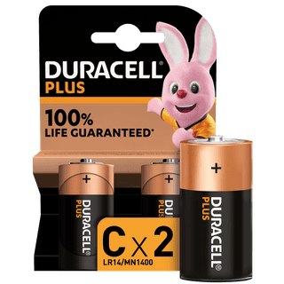 Duracell Alkaline Plus C batteries 2 units