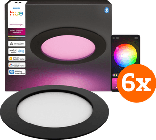 Philips Hue Einbaustrahler Slim 6er-Pack - White & Color - 170 mm - Schwarz