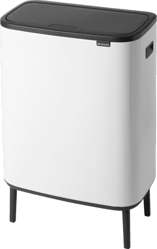 Brabantia Bo Touch Bin Hi Mülleimer 60 Liter mit Kunststoff Inneneimer - White