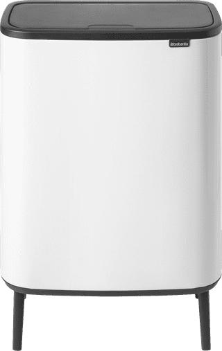 Brabantia Bo Touch Bin Hi Mülleimer 60 Liter mit Kunststoff Inneneimer - White