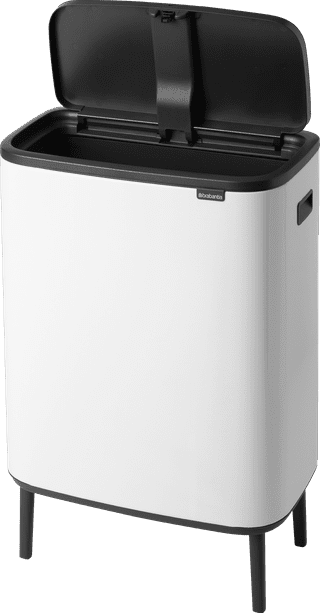 Brabantia Bo Touch Bin Hi Mülleimer 60 Liter mit Kunststoff Inneneimer - White